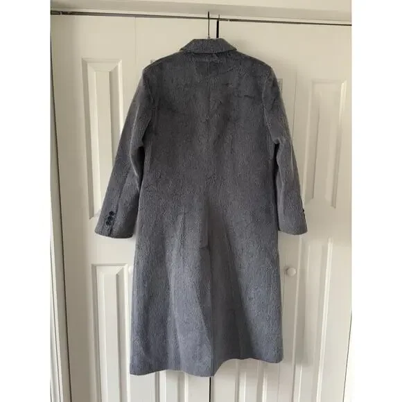 Gray Faux Fur Coat Women Luxury Soft Plush Jacket Elegant Outerwear - Picture 9 of 10